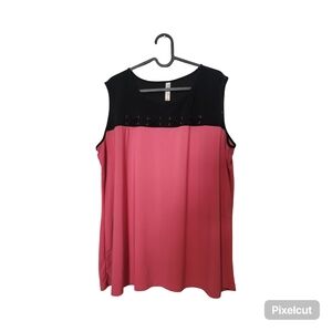 Perseption Pink and Black Sleeveless Colorblock Tank